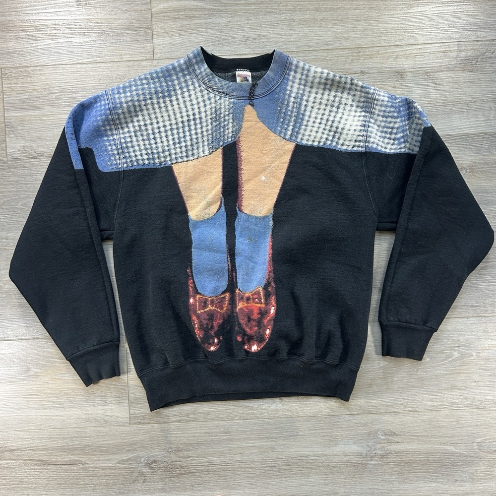Vintage Wizard Of Oz Medium Black All Over Graphic Sweatshirt 1994 USA Desantis